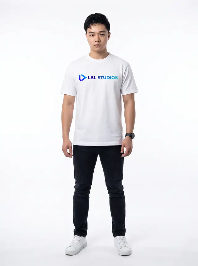 Justin Won in a white LBL Studios tee